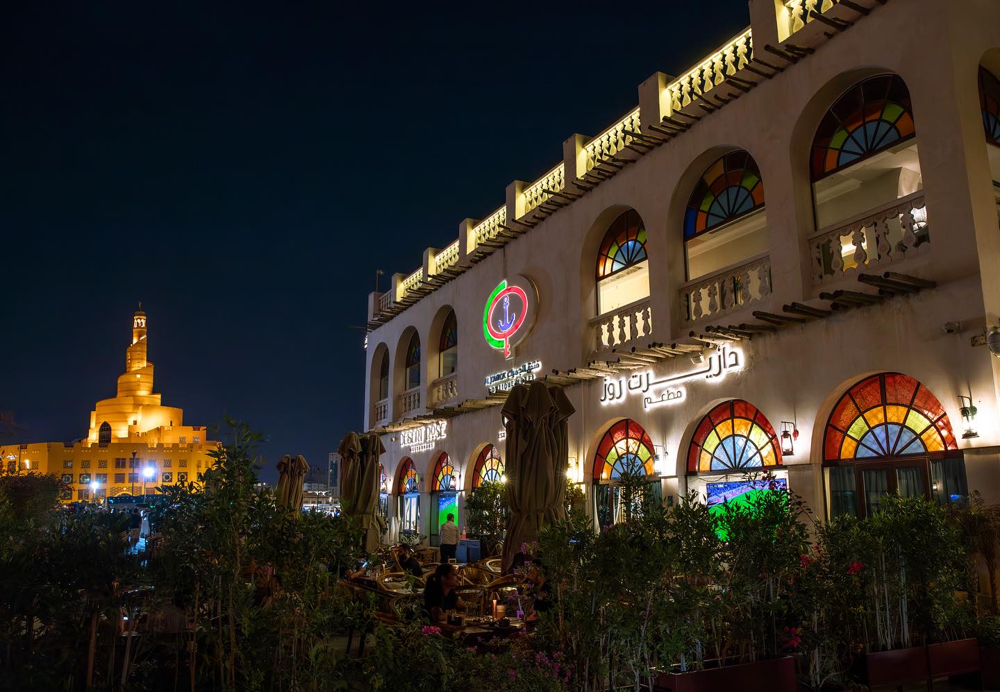 Desert Rose facade at night